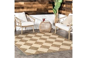 nuLOOM 4' x 6' Outdoor Performance Area Rug, Stain Resistant, Weather Resistant, High Traffic, Patio, Balcony, Outside, Sabina Brown