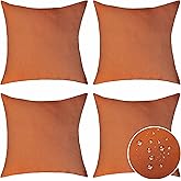 Home Brilliant Orange Pillow Covers 16x16 Outdoor Pillows Covers Couch Fall Throw Pillow Covers for Patio Porch, 40 cm, Set of 4, Burnt Orange