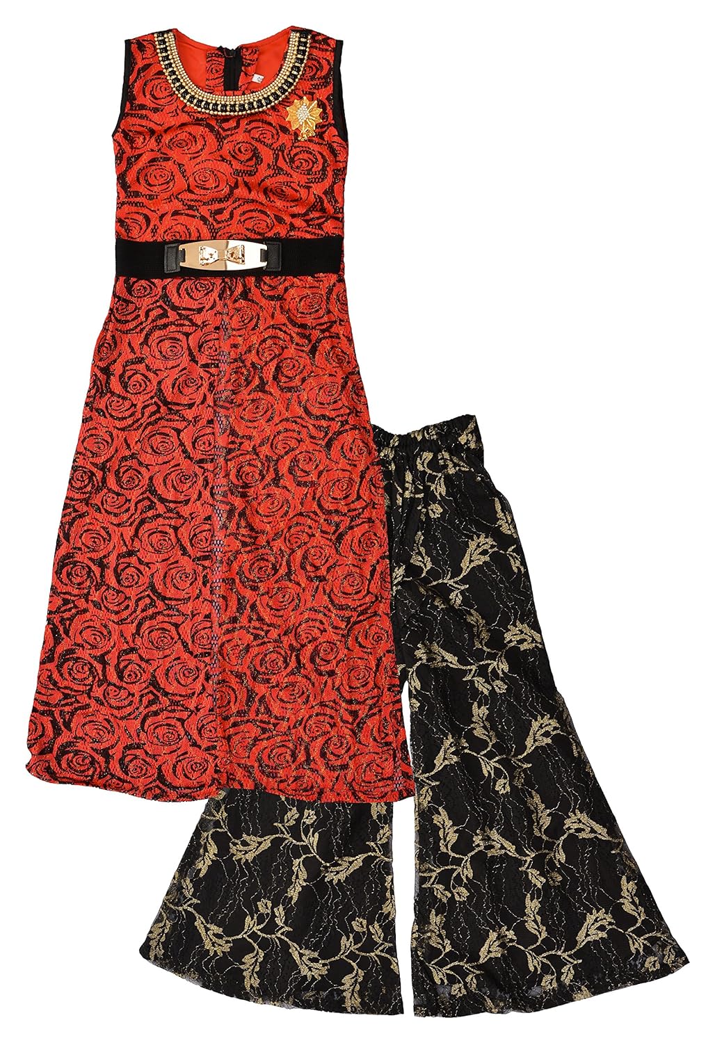 Buy Krystal Girls' Net Clothing Set (KE0141213years, Red and Black