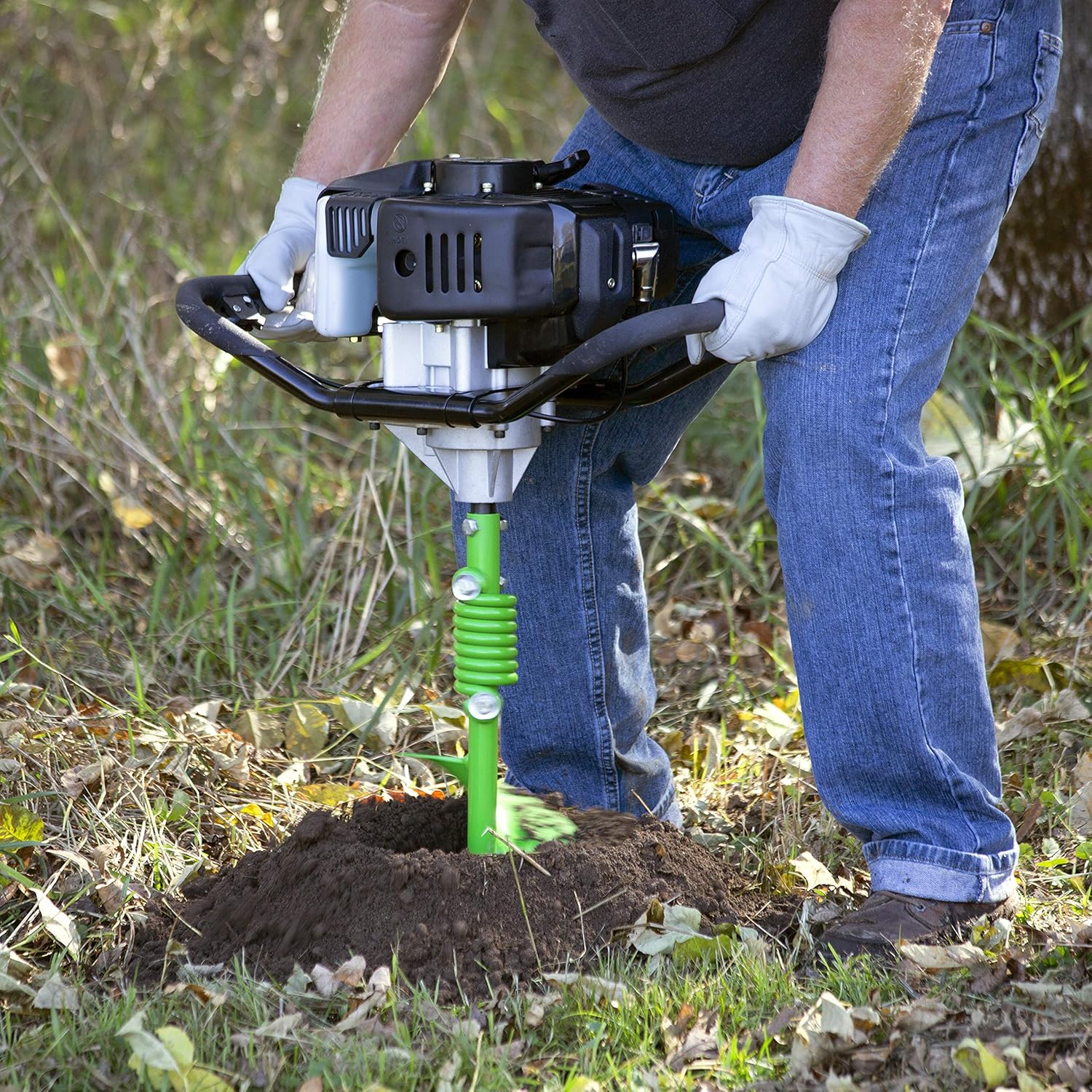 TAZZ 35365 Earth Auger/Post Hole Digger with 43cc 2 Cycle Gas Engine, 8" Bit with Fishtail Point and Shock Absorbing Spring Welded Steel Handlebars, Alloy Gear and Ball-Bearing Transmission : Garden & Outdoor