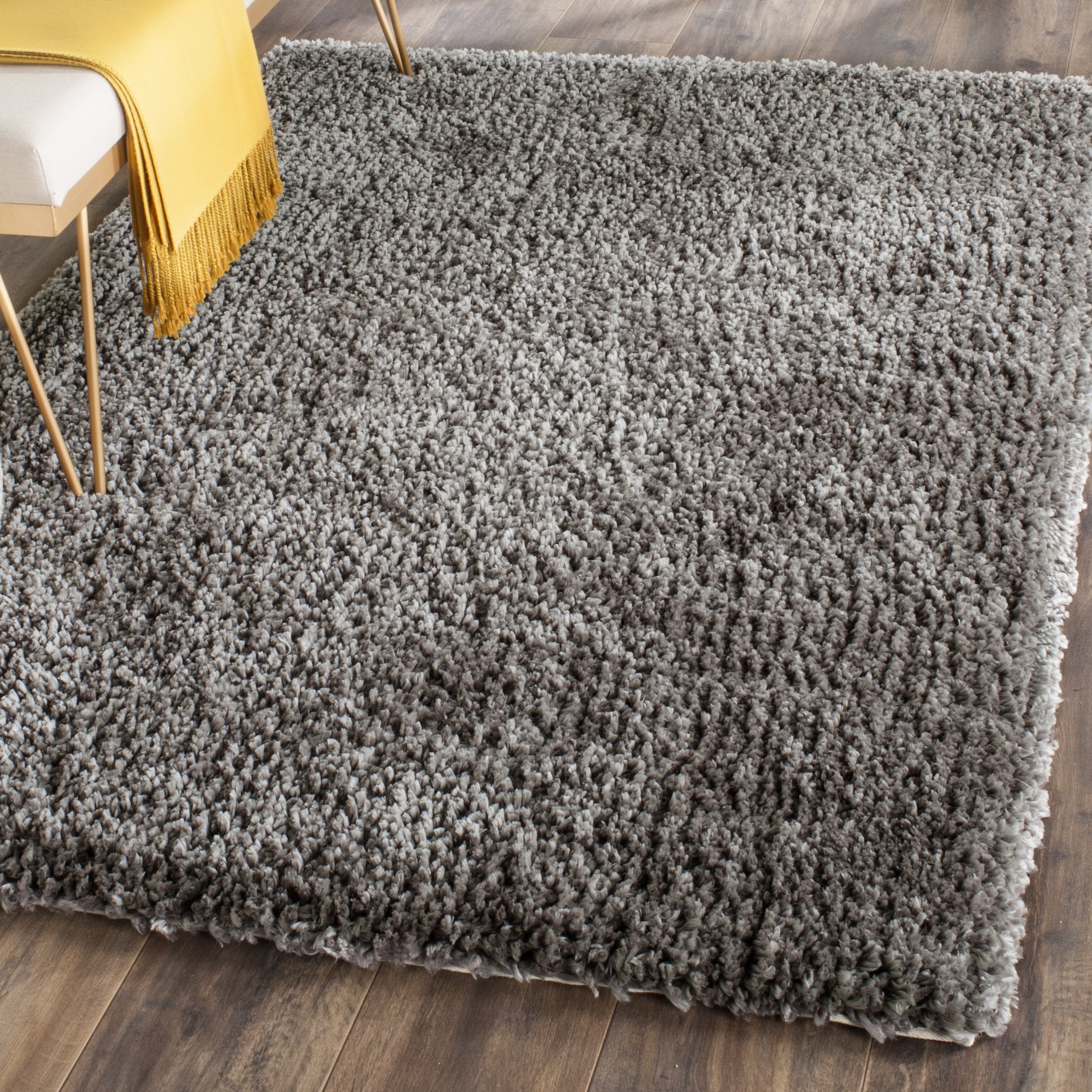 Safavieh Shaggy Indoor Hand Tufted Rectangle Area Rug, Popcorn Shag Collection, SG267, in Grey, 91 X 152 cm for Living Room, Bedroom or Any Indoor Space