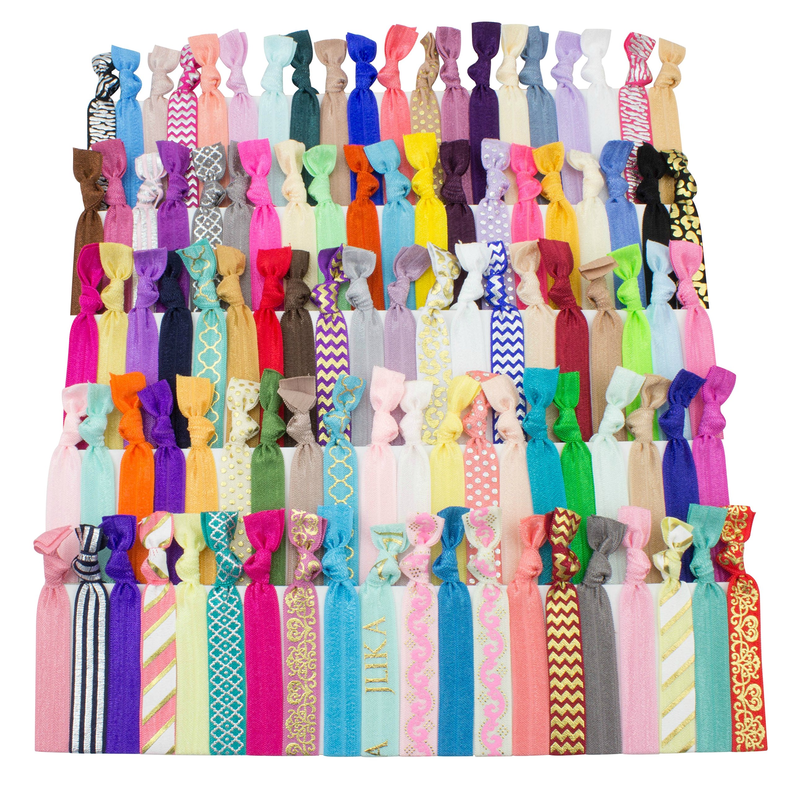 Jlika Elastic Hair Ties (Set Of 100) Colorful Prints And Solids No Crease Ouc.. 25 A1EhkXGm RL
