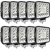 San-Young LED Tractor Work Lights 4 Inch LED Pod Lights 120W 10000lm 12V 24V Truck ATV UTV RV RZR Boat Pickup Golf Cart Snowb