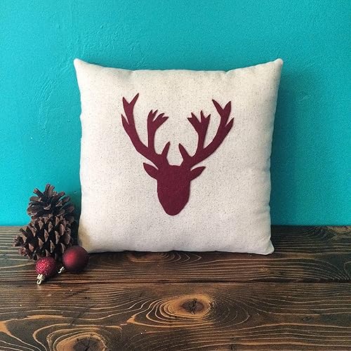 Amazon Com Natural Cotton Pillow With Deer Head Silhouette Handmade