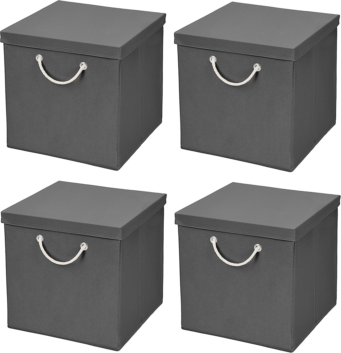 Caja de almacenaje, 30 x 30 x 30 cm, con tapa, gris oscuro, 4 unidades: Amazon.es: Hogar