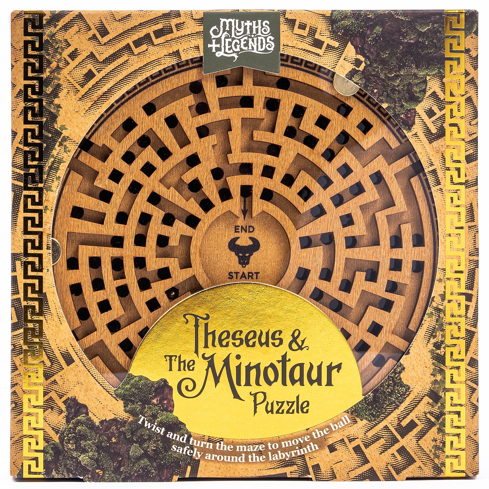 Professor Puzzle Myths & Legends Theseus and the Minotaur Puzzle | Wooden Labyrinth Brainteaser | Rotate the Maze to Guide the Ball | Mechanical Puzzle for Adults & Teens