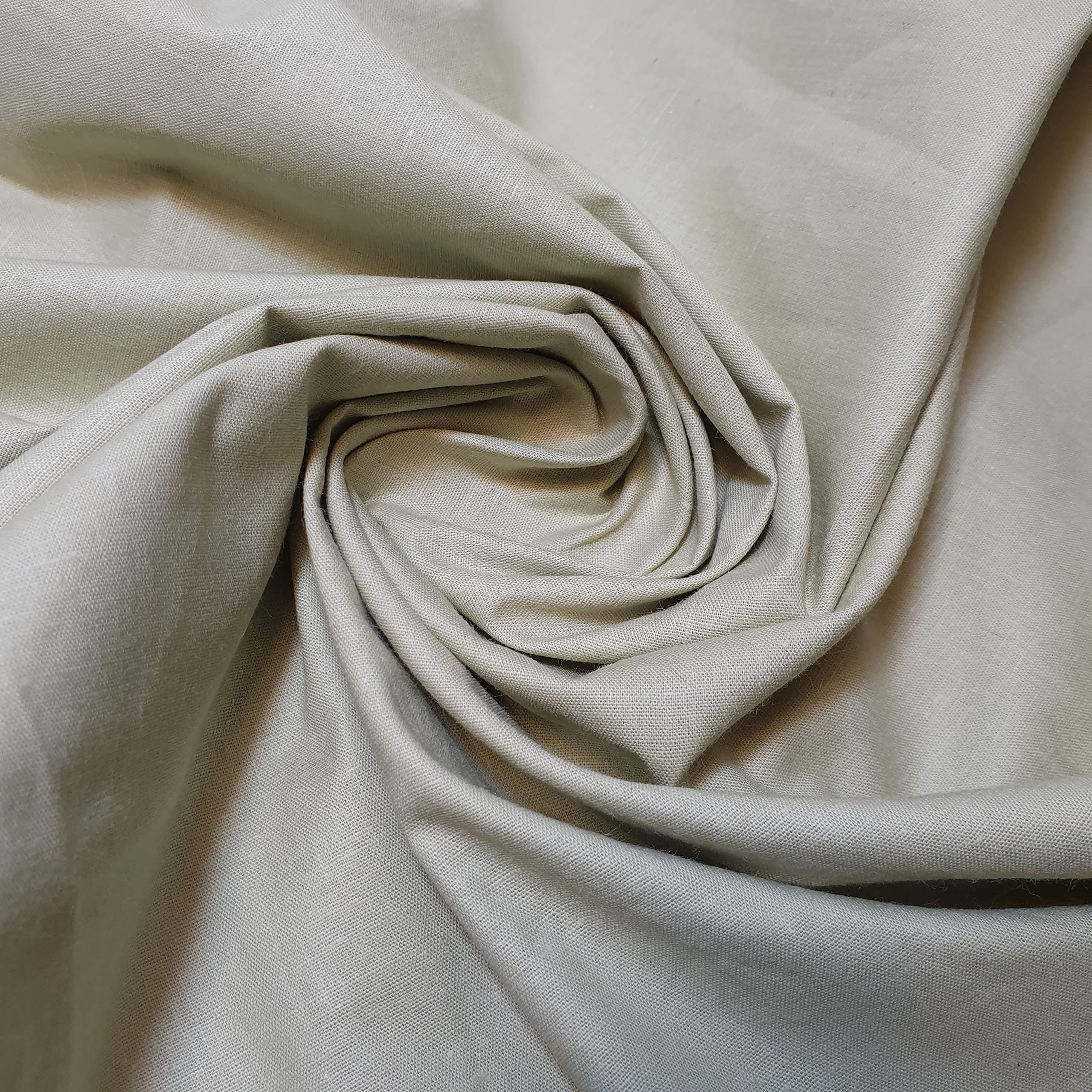 Plain 100% Cotton Egyptian Cambric Poplin Craft Soft Dress Material Fabric 44" (5 Meter, Light Olive Green)