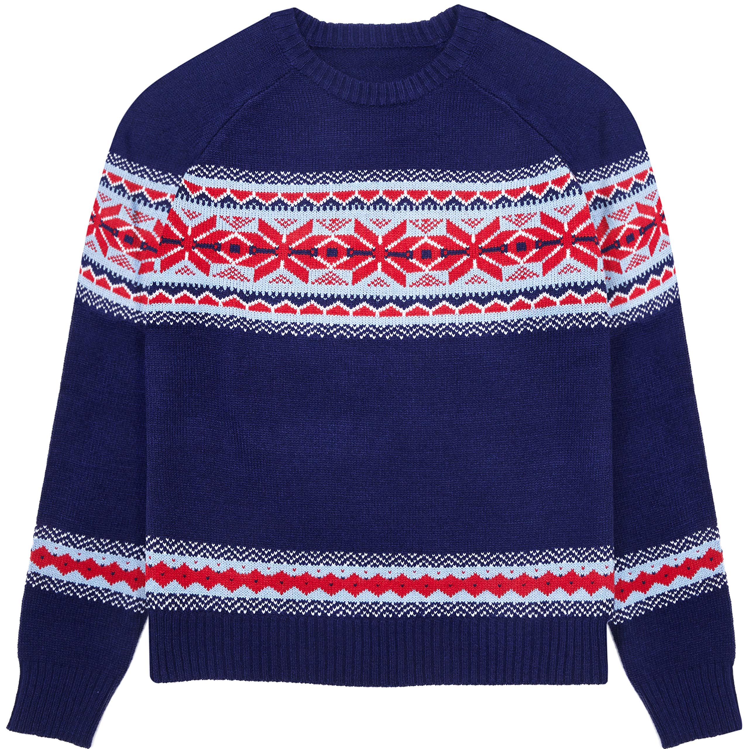 Blueberry Pet Unisex Holiday Chic Secret Fair Isle Style Pullover Sweater in Navy Blue, Medium