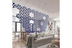 OSHIYINN Felt Fiber Surface High Density Polyester Fiber Board 3D Flower Venus 14"x12" Hanging Room Divider Panel Cut Room Partition Home Decoratio(12 Pcs) (Dark Blue)