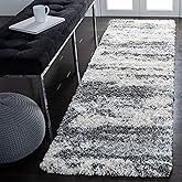 SAFAVIEH Fontana Shag Collection Runner Rug - 2'3" x 8', Grey & Ivory, Non-Shedding & Easy to Clean, Plush Thick Pile, Ideal 