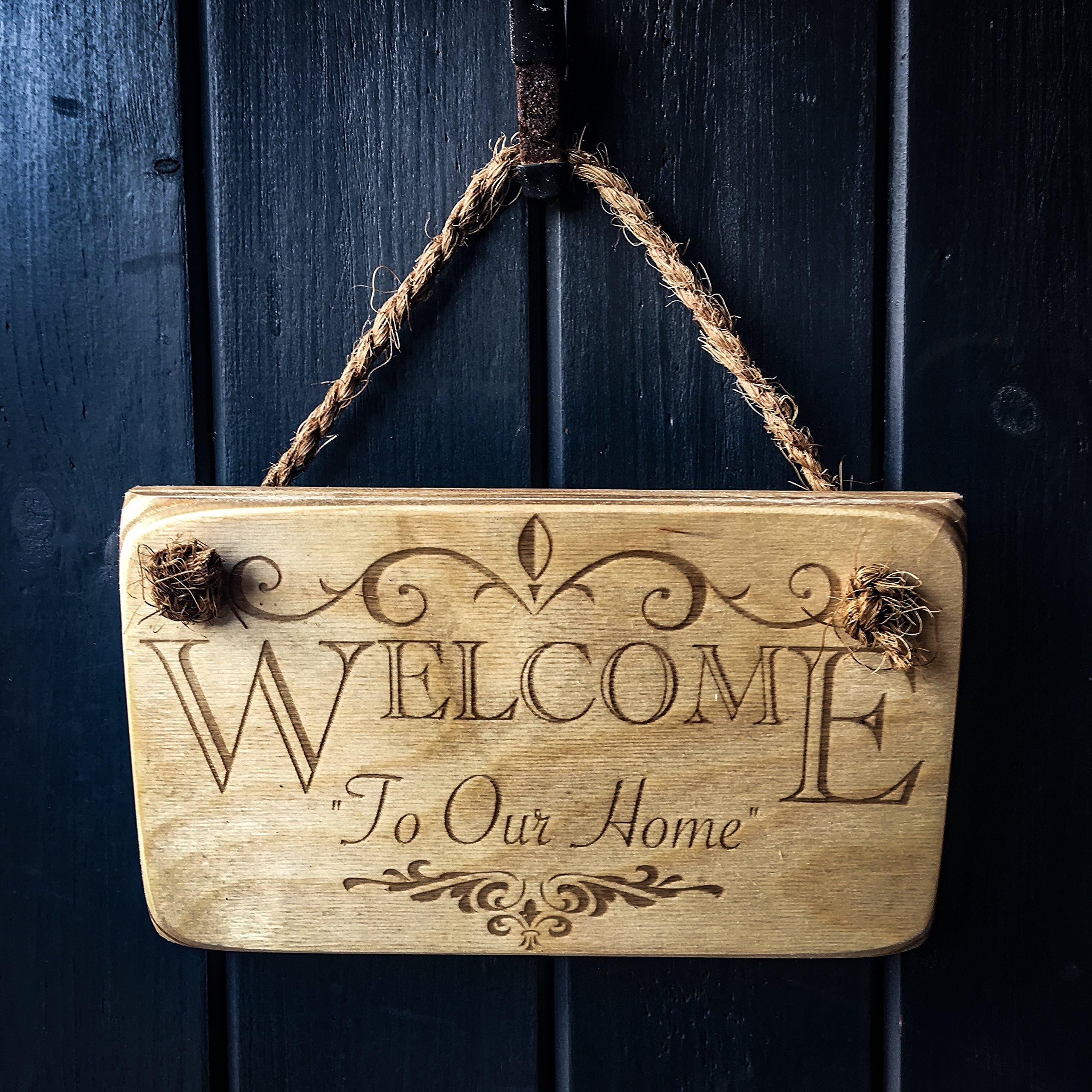 Rossendale Bespoke Timber Welcome To Our Home Sign - Handmade in Lancashire Wooden Keepsake Plaque/Sign