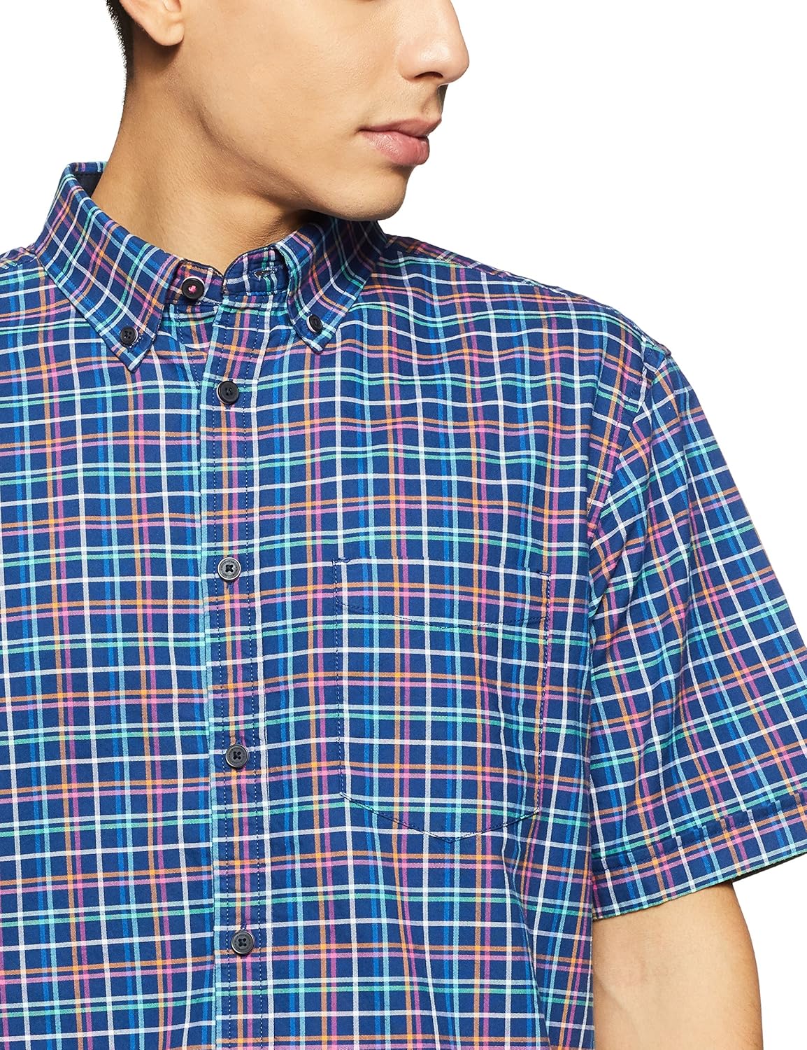 marks & spencer men's checkered regular fit casual shirt