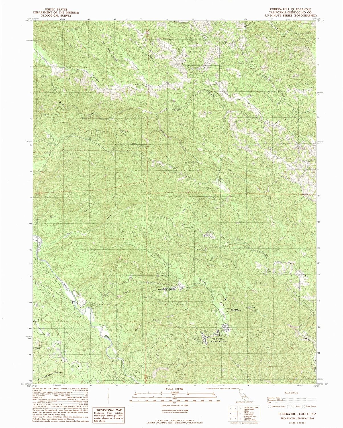 YellowMaps Eureka Hill CA topo map, 1:24000 Scale, 7.5 X 7.5 Minute, Historical, 1991, Updated 1991, 26.7 x 21.4 in