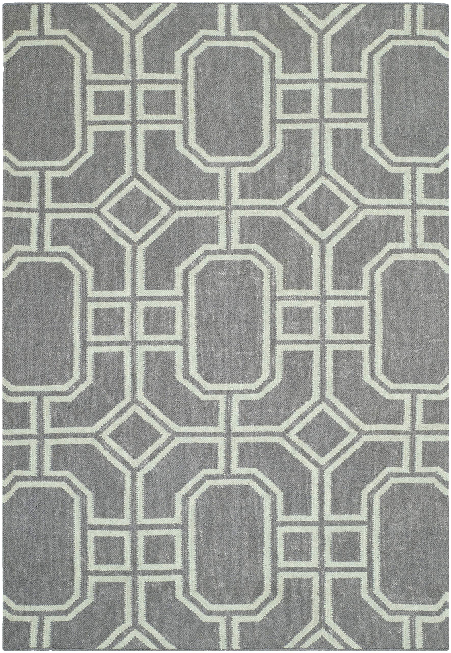 Safavieh Contemporary Indoor Flatweave Rectangle Area Rug, Dhurrie Collection, DHU860, in Grey / Light Blue, 91 X 152 cm for Living Room, Bedroom or Any Indoor Space