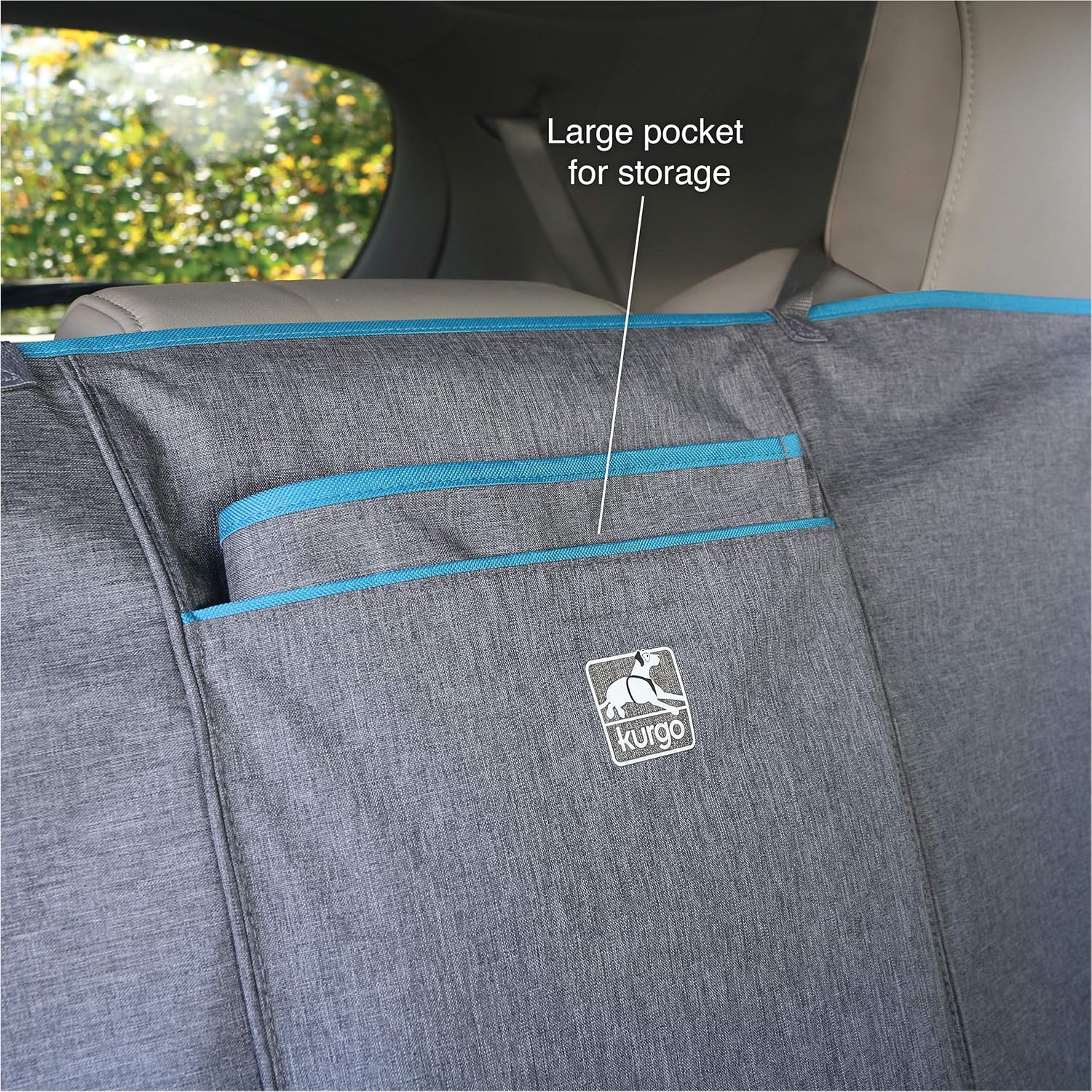 Kurgo Coast to Coast Heather Full Backseat Car Hammock for Dogs Water-Repellent Protective Cover, Waterproof, Width 140 cm, Grey - Image 4