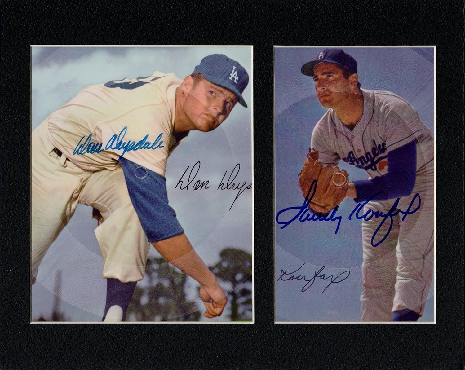 Photographs - DON DRYSDALE, SANDY KOUFAX DODGER GREATS 8 X 10 CUSTOM PHOTO AUTOGRAPH DISPLAY