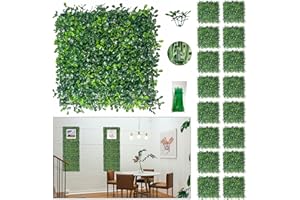 Bybeton Artificial Grass Wall Panels,10"x 10"(16Pcs) Boxwood Privacy Faux Green Wall Plants for Interior Wall, Backdrop Wall,Garden Wall and Indoor Outdoor Greenery Wall Decor