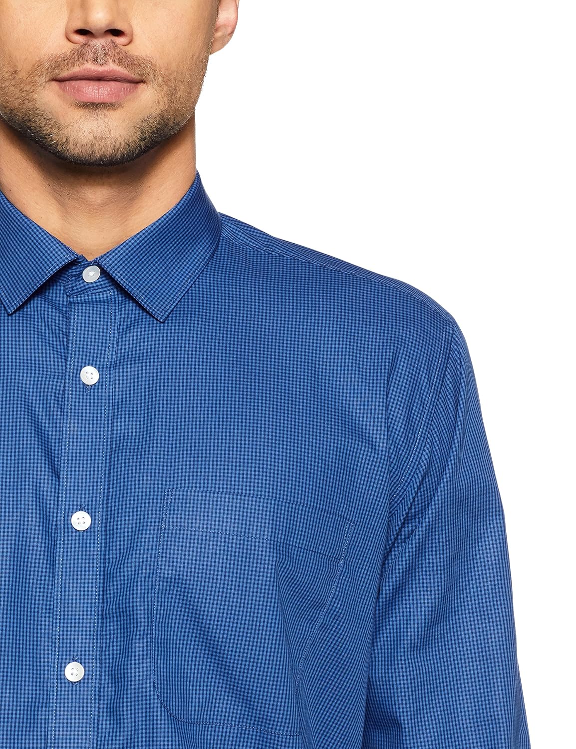 symbol amazon brand men's checkered regular fit cotton formal shirt