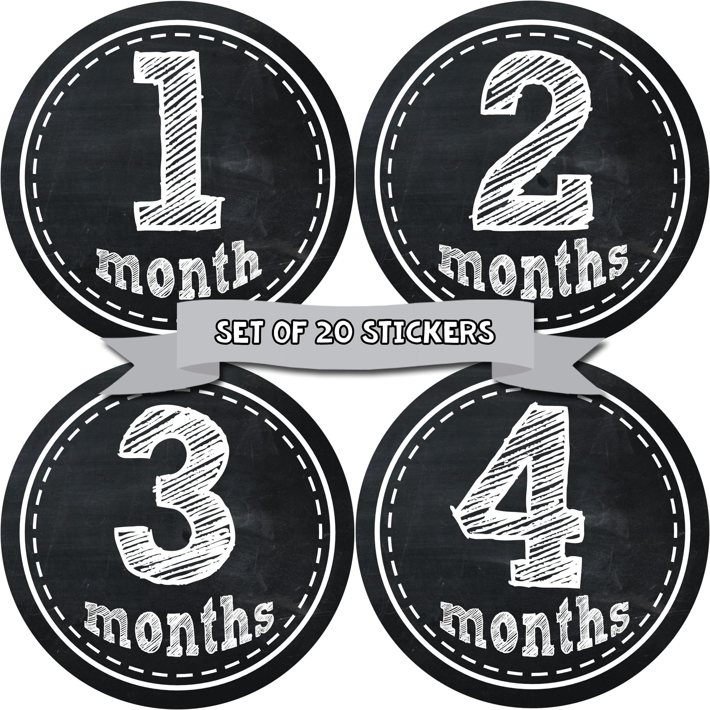 Months In Motion Baby Monthly Milestone Stickers - First Year Set of Baby Month Stickers for Newborn Photo Keepsakes (Gender Neutral - Boy or Girl Set of 20)