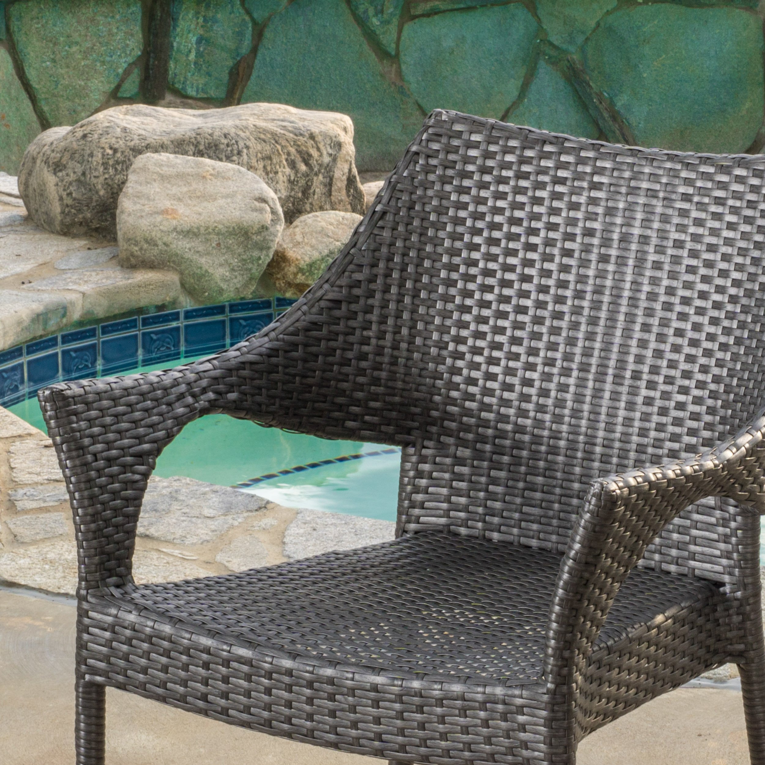 Christopher Knight Home Cliff Outdoor Wicker Chairs, 2Pcs Set, Grey