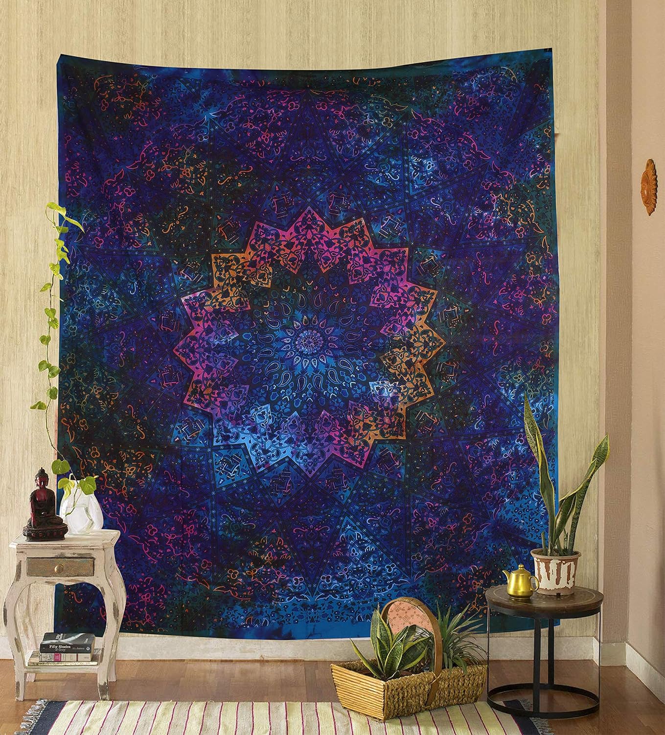 Tie Dye Tapestry Multicolor Gypsy Tapestry Blue Tapestries Cotton Wall Blanket Hippie Indian Home Decor Wall Hanging Hippy Boho Tapestry 85x55 Inch Decor By The Art Box Amazon Ca Home Kitchen