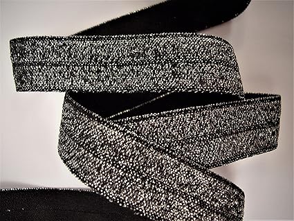 Amazon Com Fold Over Elastic Black Glitter Foe 10 Yards 5 8