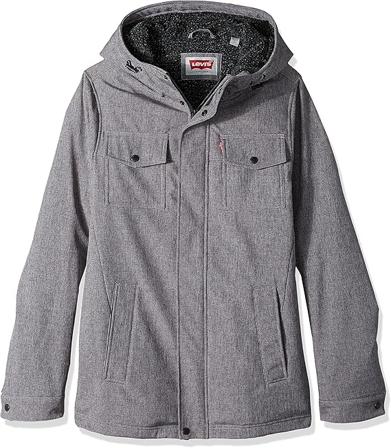 levi's men's soft shell hooded trucker jacket with sherpa fleece lining