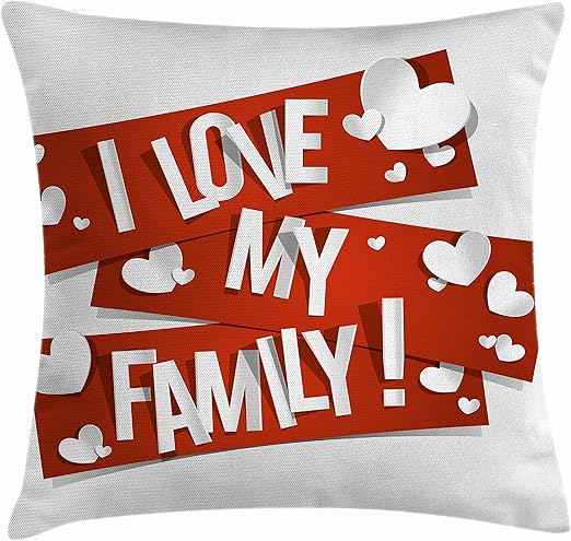 Amazon Com Ambesonne Family Throw Pillow Cushion Cover Red