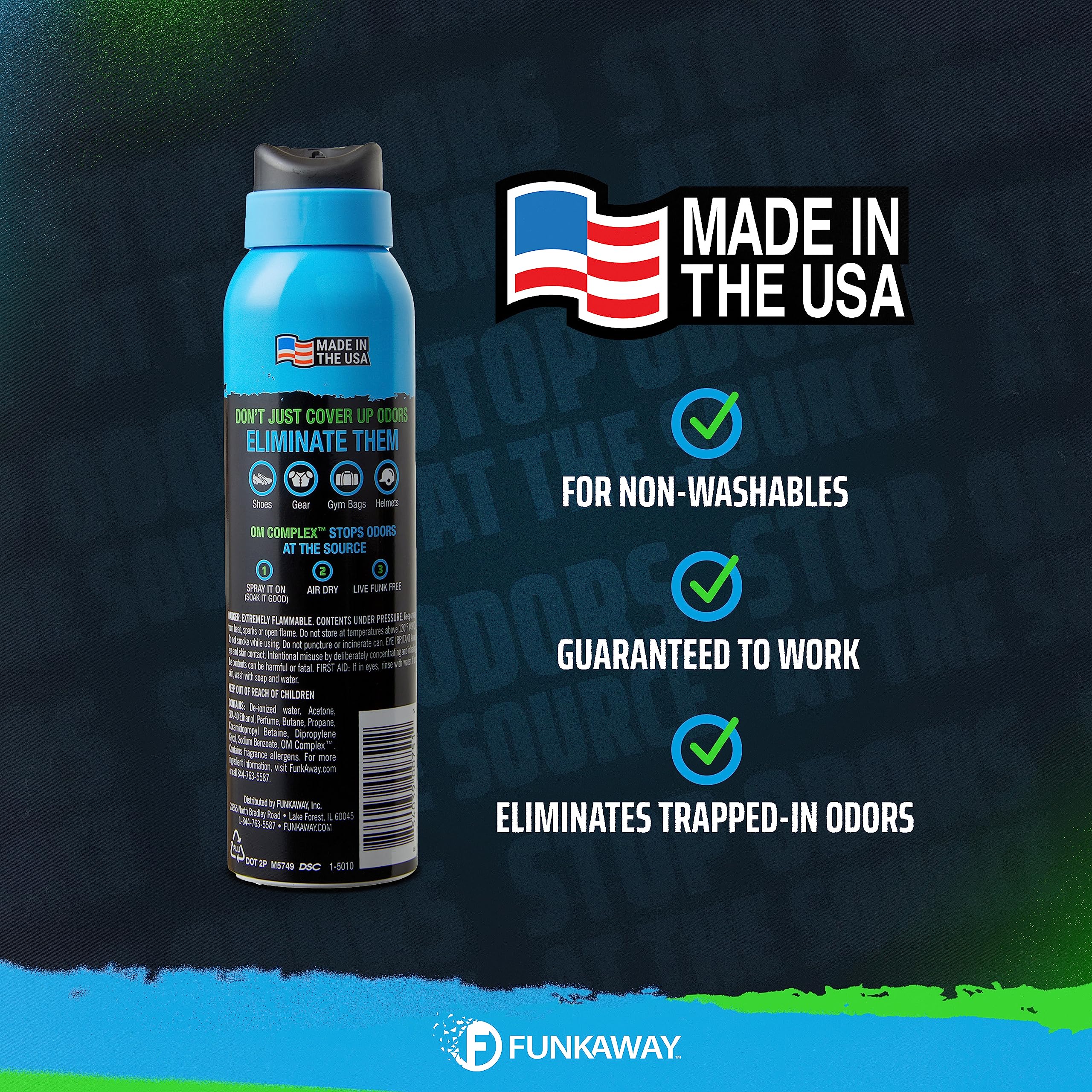 FunkAway FunkAway Sport Aerosol Spray, 3.4 oz., The Extreme Odor Eliminator Refreshes Shoes and Sports Gear, For Stuff You Can't Put In The Wash