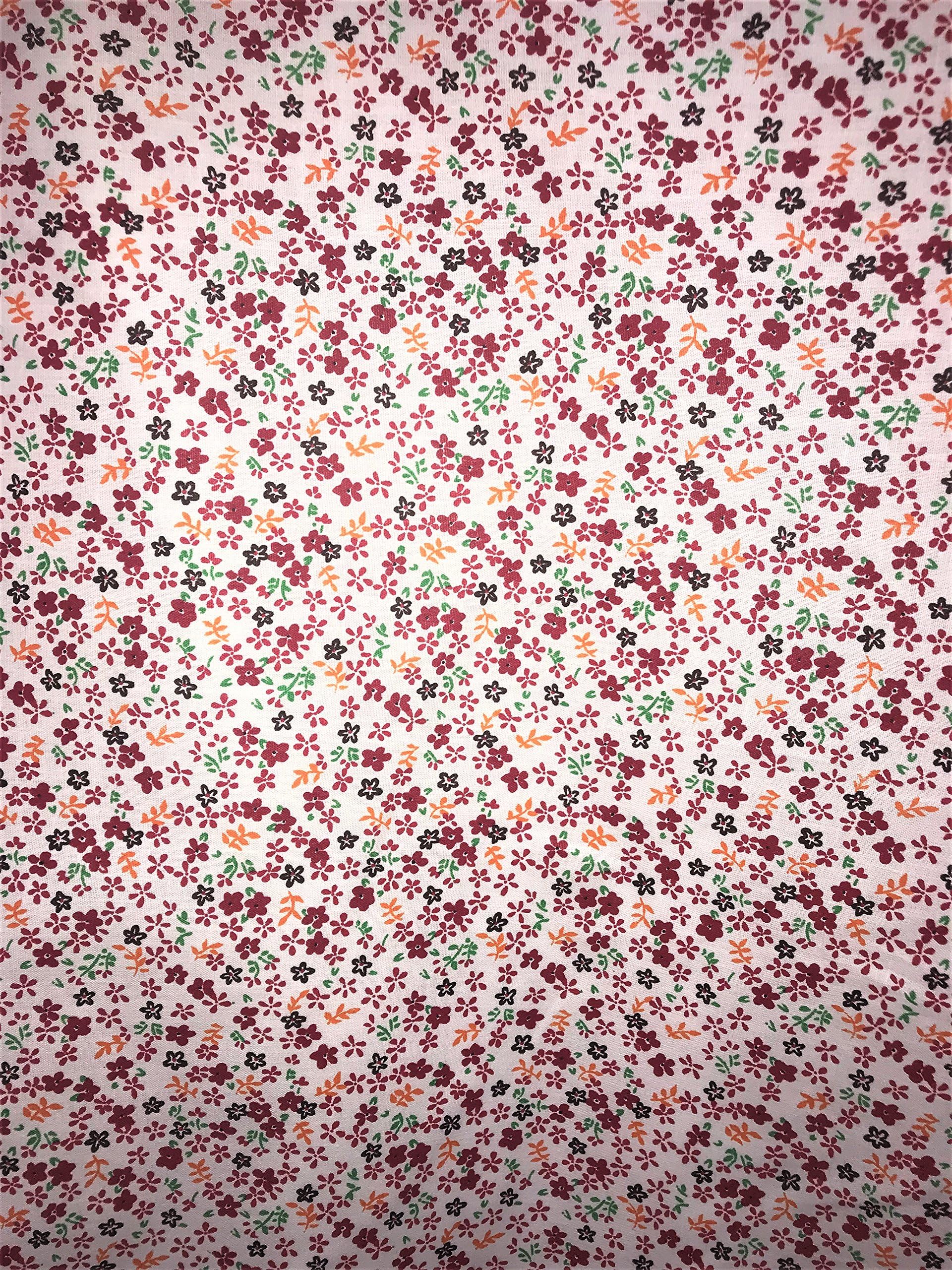 Sal Tex Fabrics, Mini Daisies Flower Print Poly Cotton Fabric, Sells by The Yard. More Than one Yard Will be in a Continuous Length, 4 Colors to Choose from (RED)