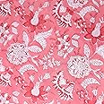 AVKA Studio Hand Block Print Fabric by The Yard - PRECUT 3 Yard 42 Inch Width - 100% Cotton Material - Pink Floral Pattern - Light Weight Indian Cloth for Making Summer Dress Tops Indian Fabric etc