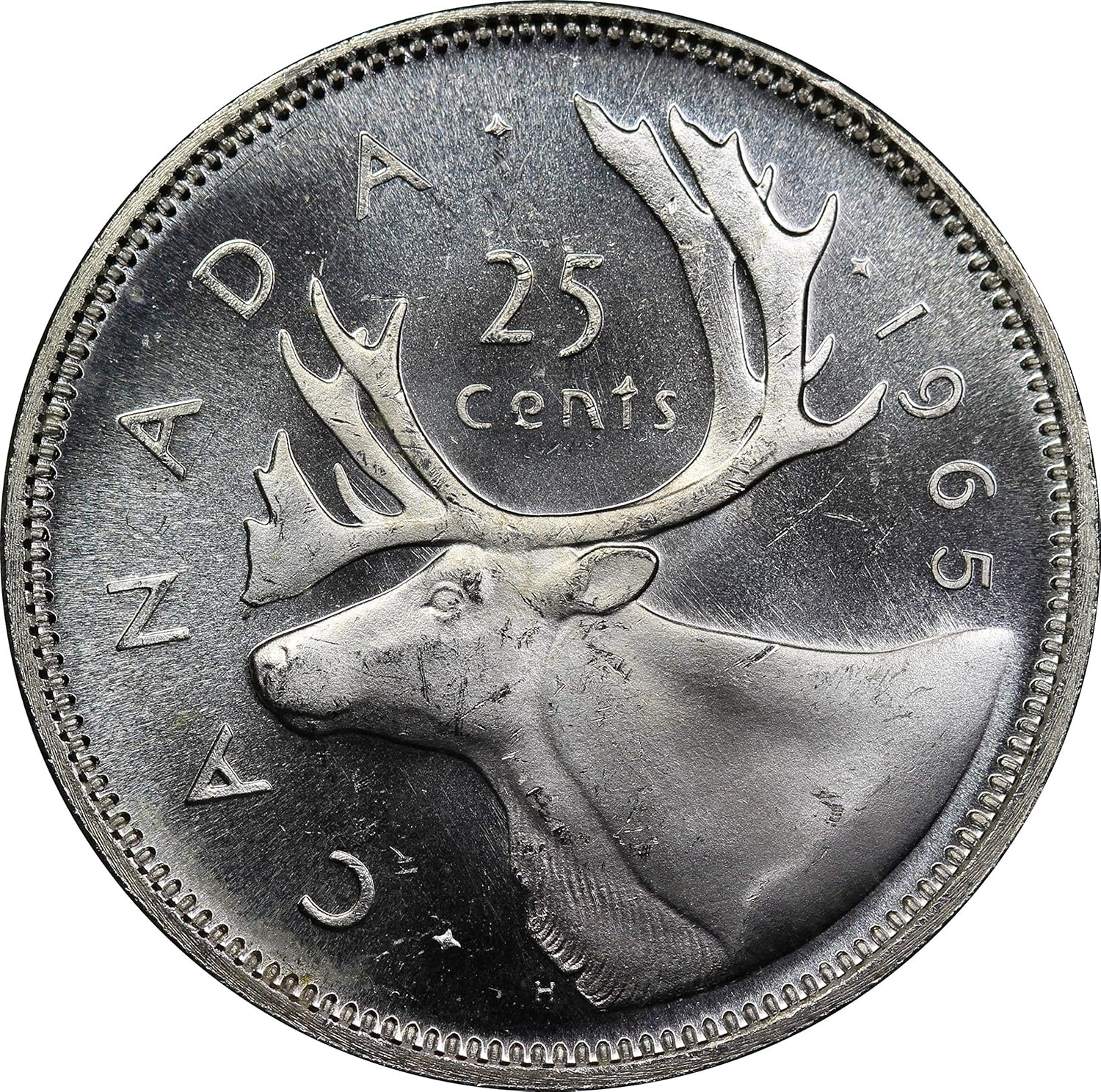 1965 Canada Silver Quarter Dollar Coin Queen Elizabeth II Mint State