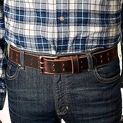 Men’s Classic Leather Belt, Double Prong Retro