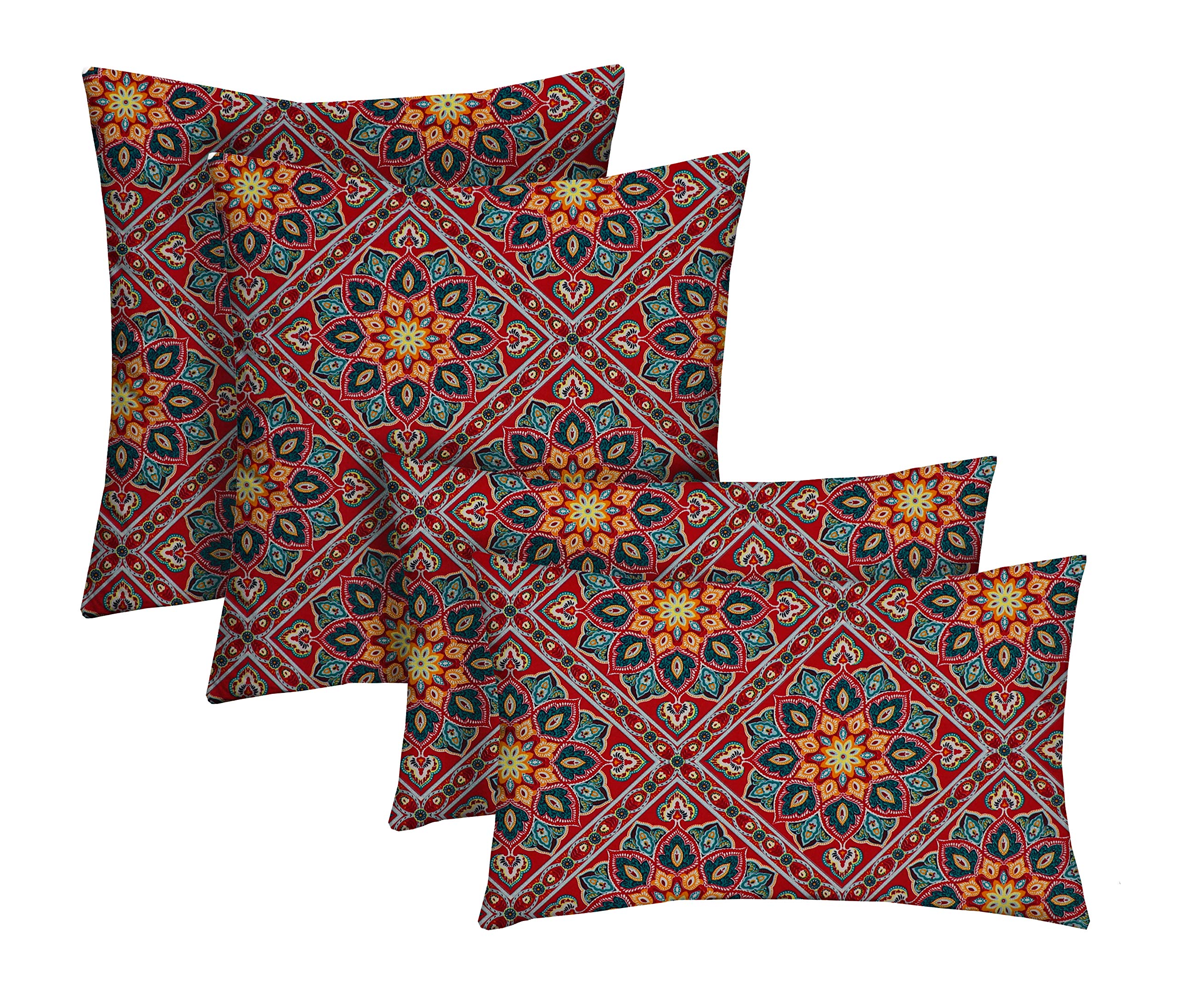 RSH DECOR: Lumbar & Square Throw Pillows Set of 4 | 20" x 12" & 17" x 17" | All-Weather Spun Fabric | Water and Fade-Resistant | Outdoor Accent Pillows for Patio Furniture | Medlo Sonoma Image