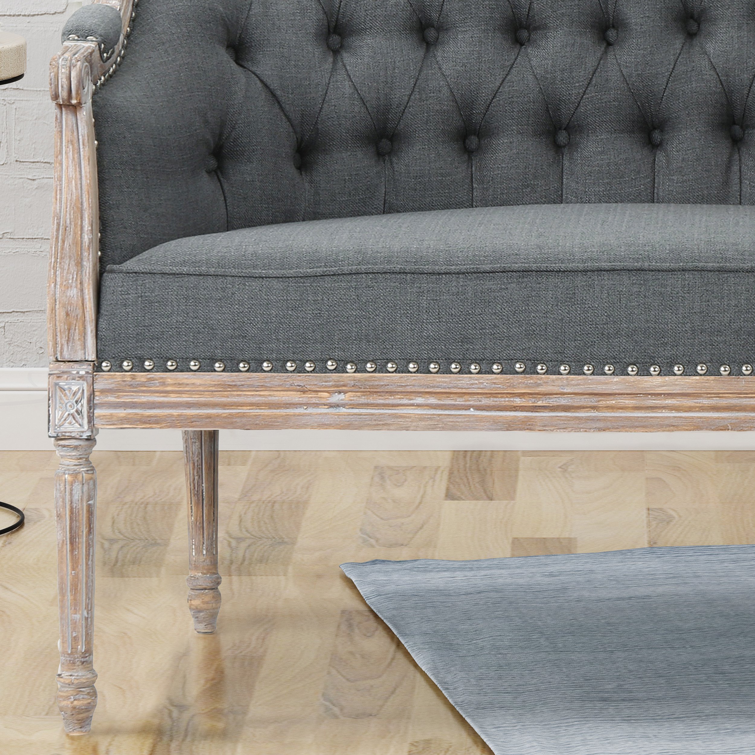 Megan Classical Dark Grey Fabric Tufted Loveseat,