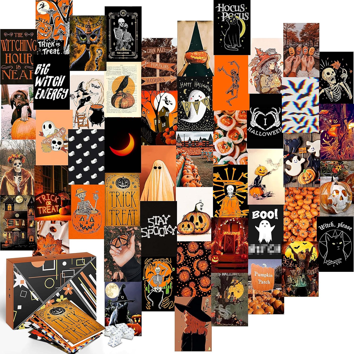 Wall Décor - KOLL DECOR Aesthetic Halloween posters for wall decor - 50 Set 4''x6'' Halloween Pictures Collage kit Room Collage Decoration Aesthetic Wall Collage Kit for Teen Girls