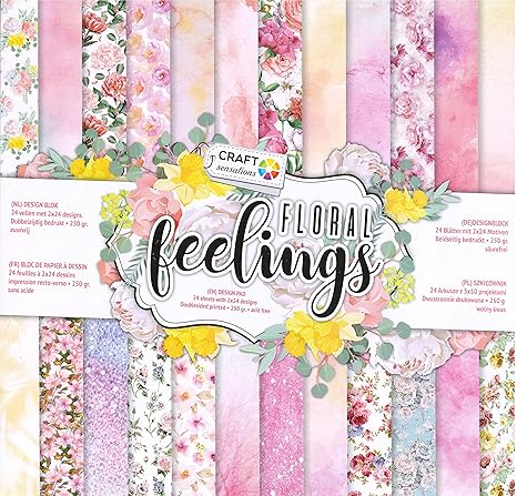 WSD Warenhandel Scrapbooking Papier Vintage Motivblock (07 - Floral Feelings) Bastelpapier 250gr/qm - 48 Motive Grösse je 30,