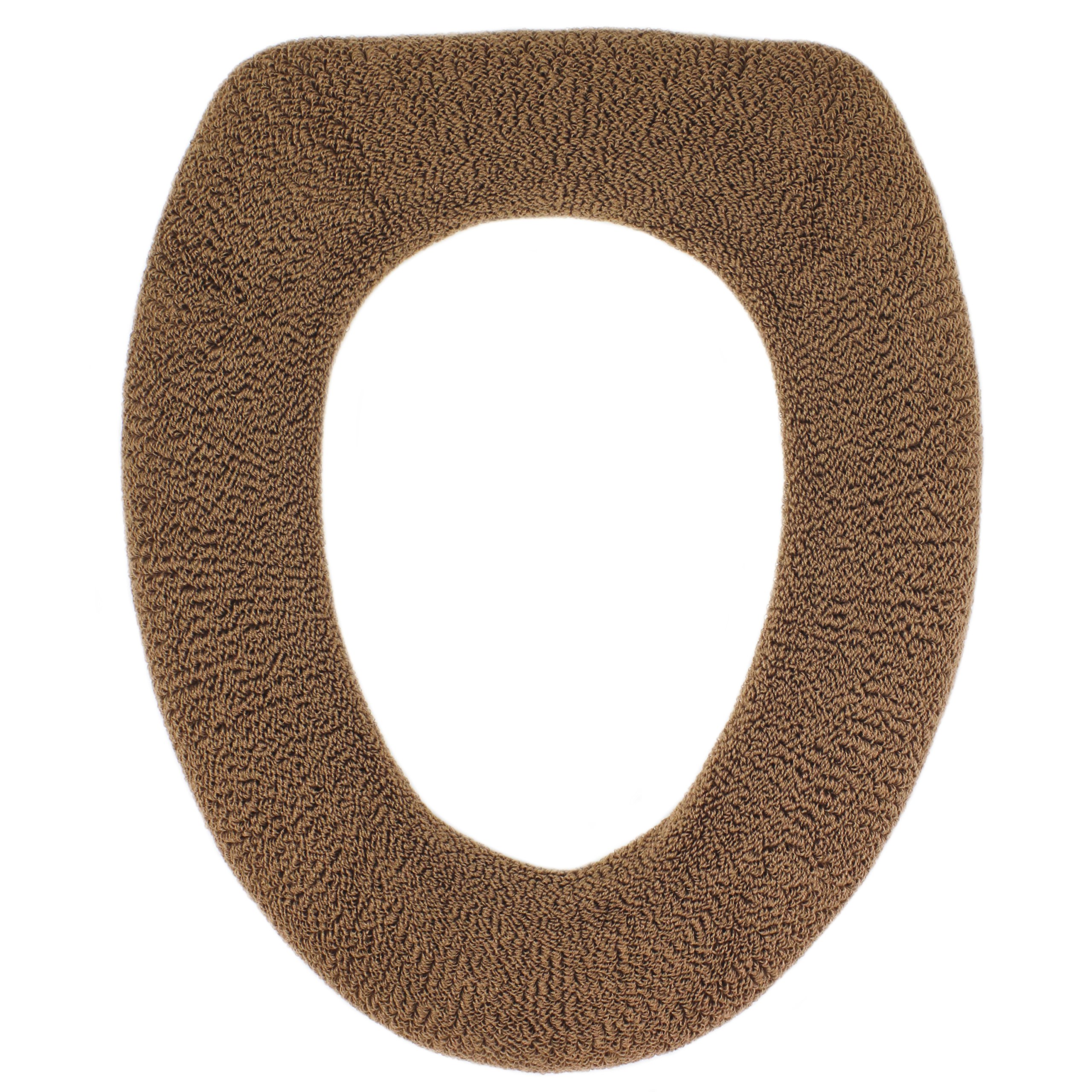 Photo 1 of Warm-n-Comfy Soft Toilet Seat Cover - Plush & Thick Fabric Toilet Seat Warmer for Round & Elongated 14x18" Toilet Seats - Reusable, Machine-Washable, Easy-Install - Gift-Ready Packaging - Cocoa Brown