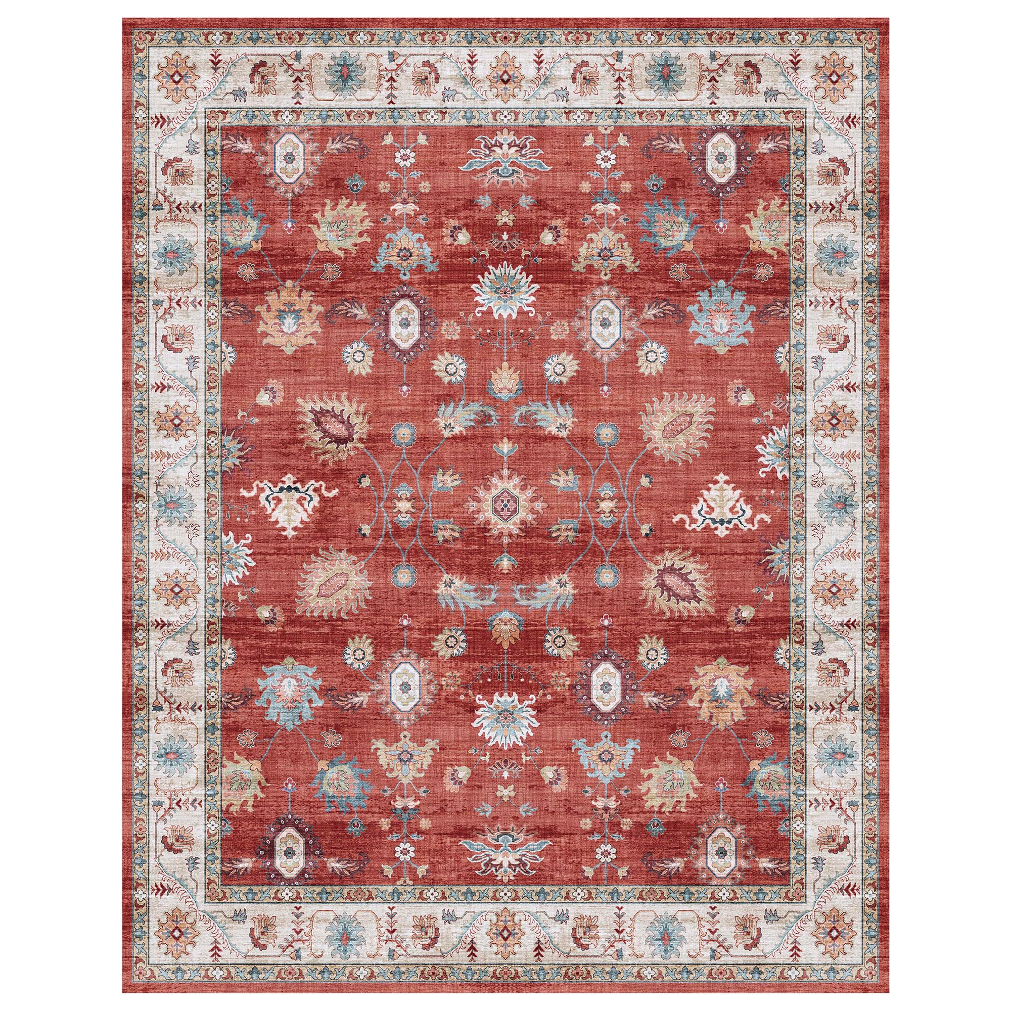 Gertmenian Indoor Easy-Care & Washable Area Rug – 8x10 Large, Ideal for High Traffic Areas in Living Room, Bedroom, Entryway – Casper Red, 23233 Image