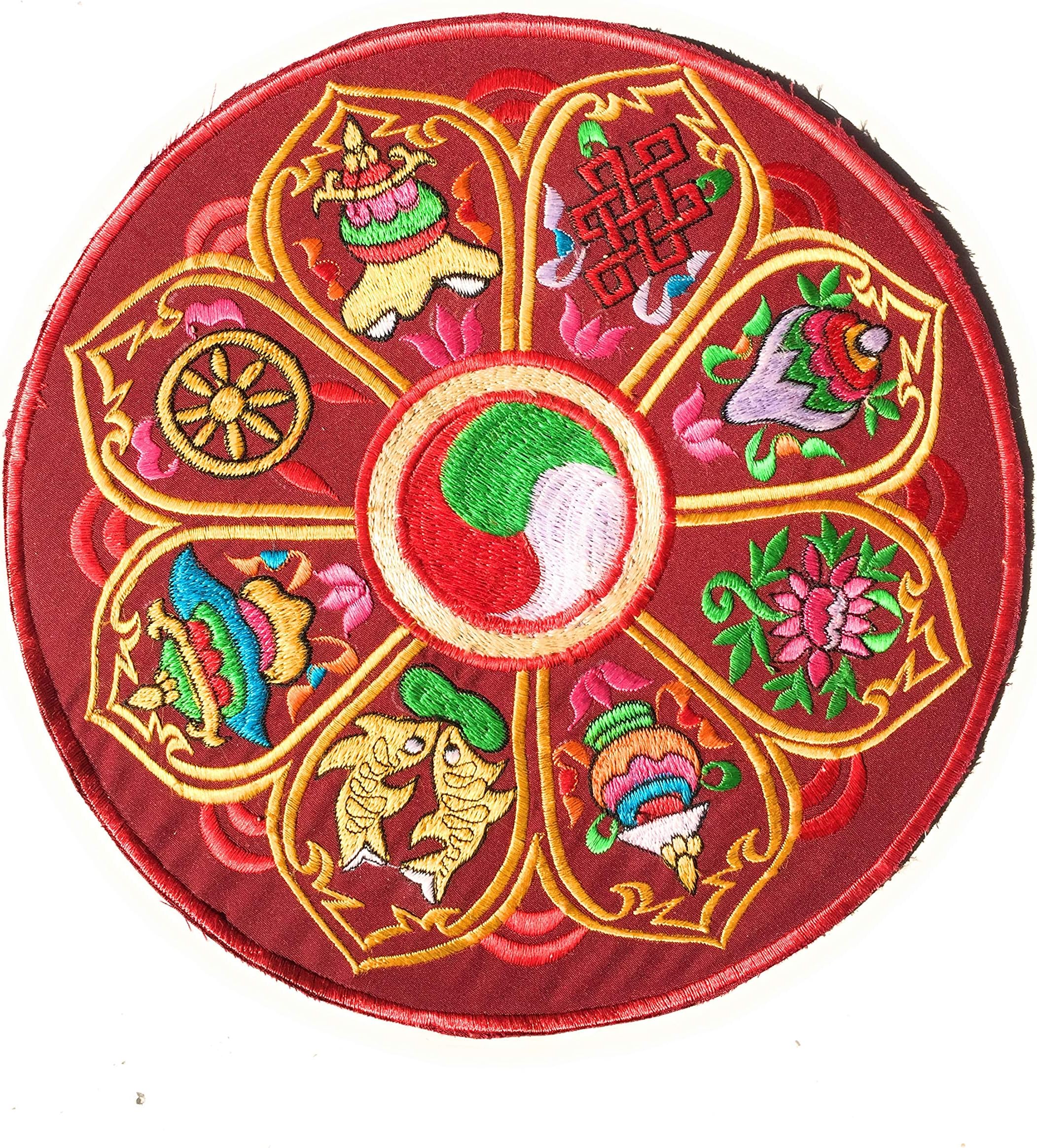 Tibetan Buddhism Eight Auspicious Symbol Round placemat/Altar Cloth/Table Cover