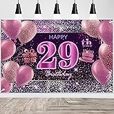29th Birthday Decorations for Girls IMISI Happy Birthday Banner Pink Decorations for A Party Birthday Backdrop for Women