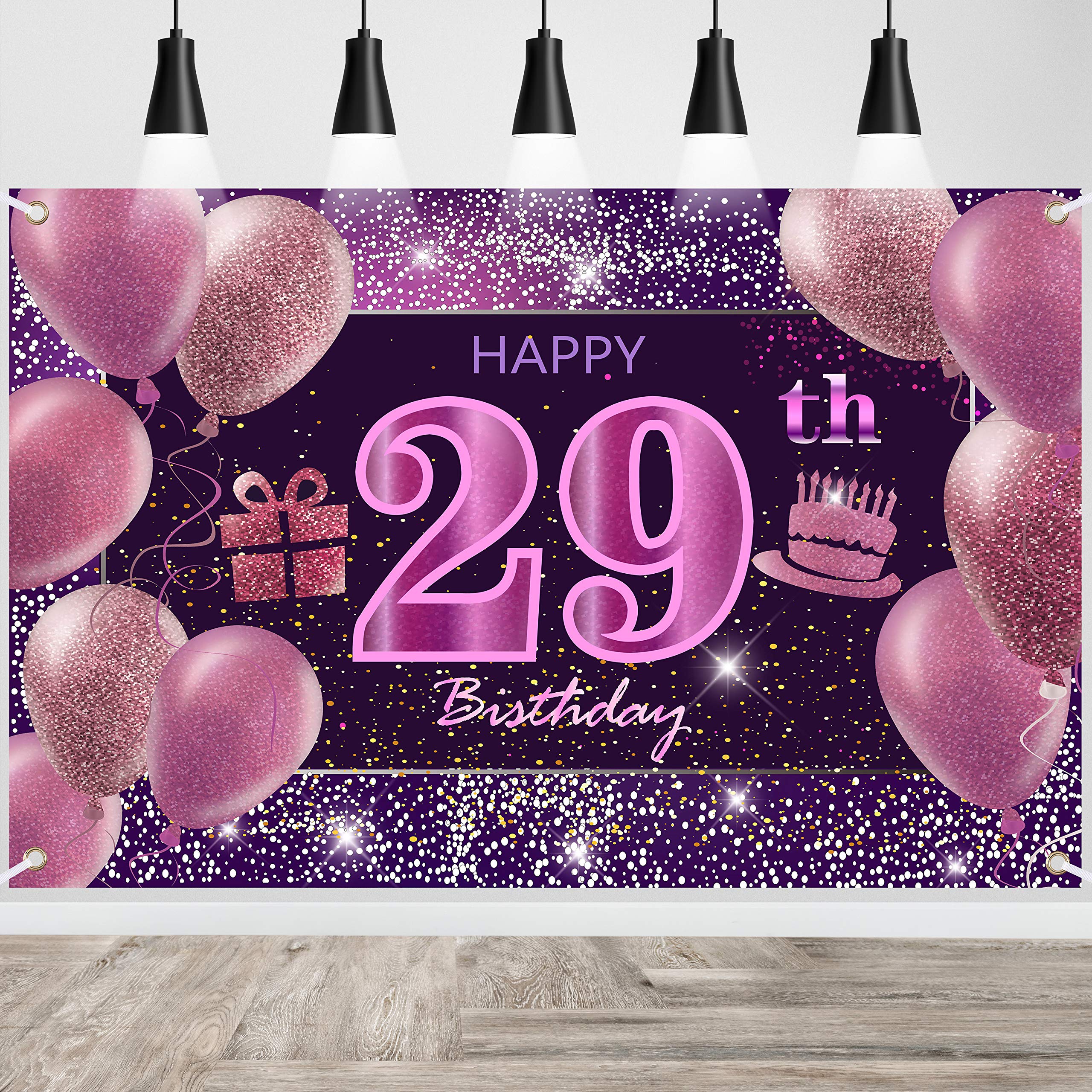 IMISI Happy Birthday Banner - Pink Birthday Backdrop Decorations for a Party