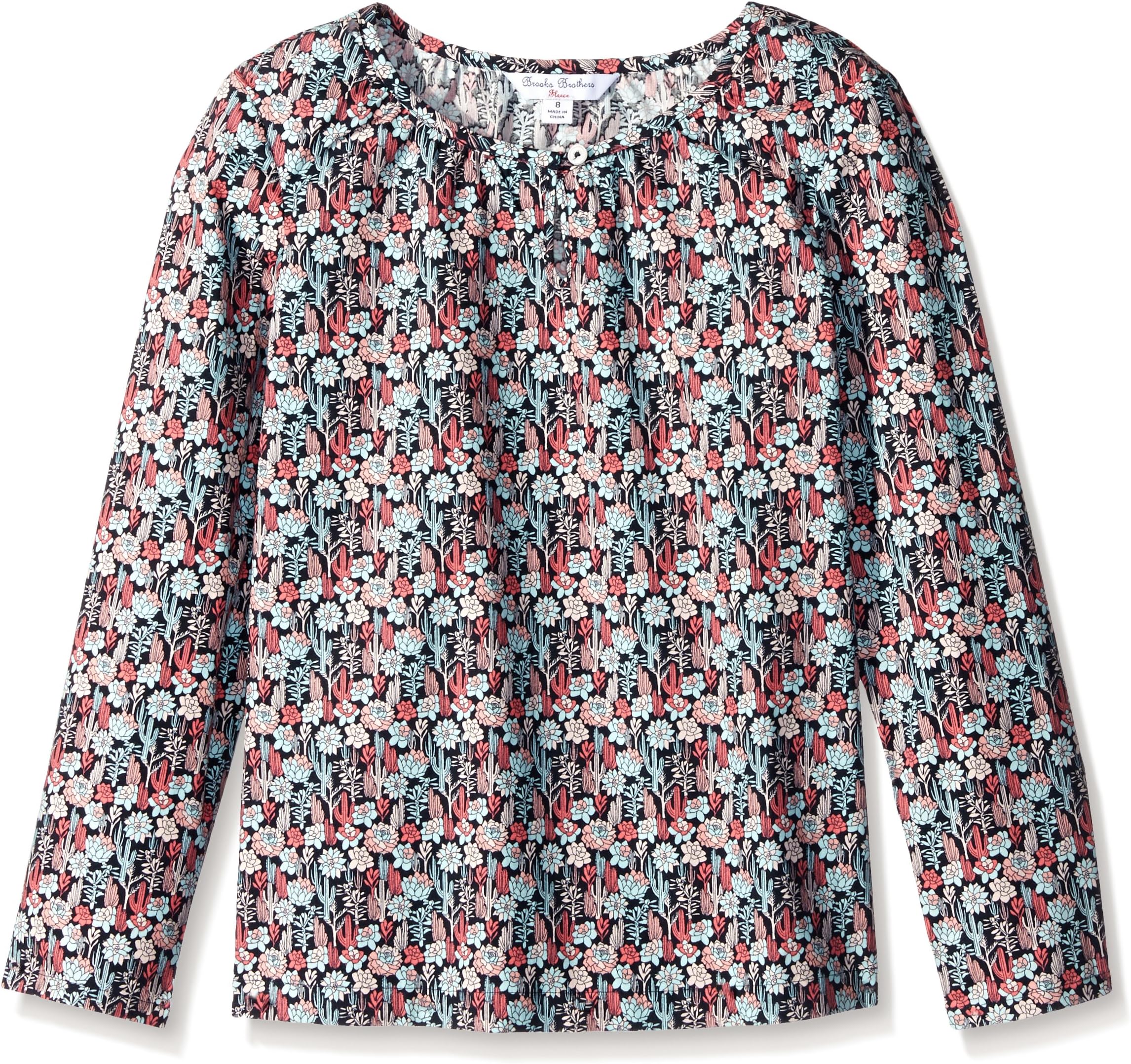 Brooks Brothers Girls' Big Peasant Cactus Print Blouse
