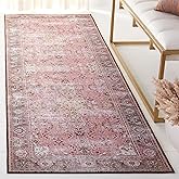 SAFAVIEH Washable Rug Tucson Collection - 2'6" x 4', Pink & Beige, Slip Resistant & Easy to Clean, Ideal for Living Room, Bed