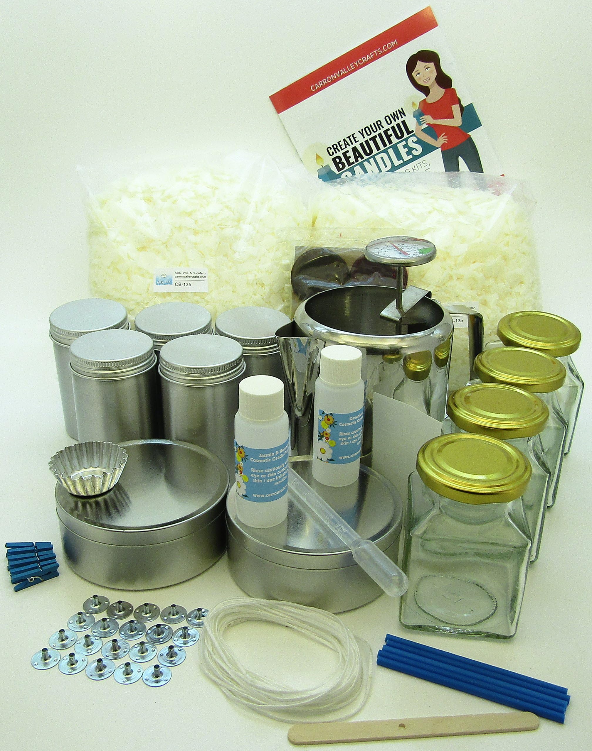 Soya wax candle making kit. Jug, thermometer, Makes 20 tin/glass candles.