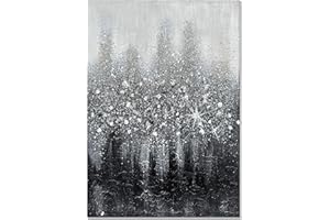 Slyart Black and White Wall Art Handmade Abstract Wall Paintings Vertical 3D Textured Artwork Large Modern Oil Painting on Canvas Wall Decor 40x28 inches