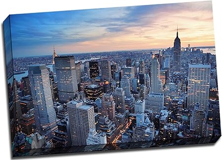 Amazon De Kunstdruck Auf Leinwand Motiv New York Manhattan Skyline Gross 76 2 X 50 8 Cm