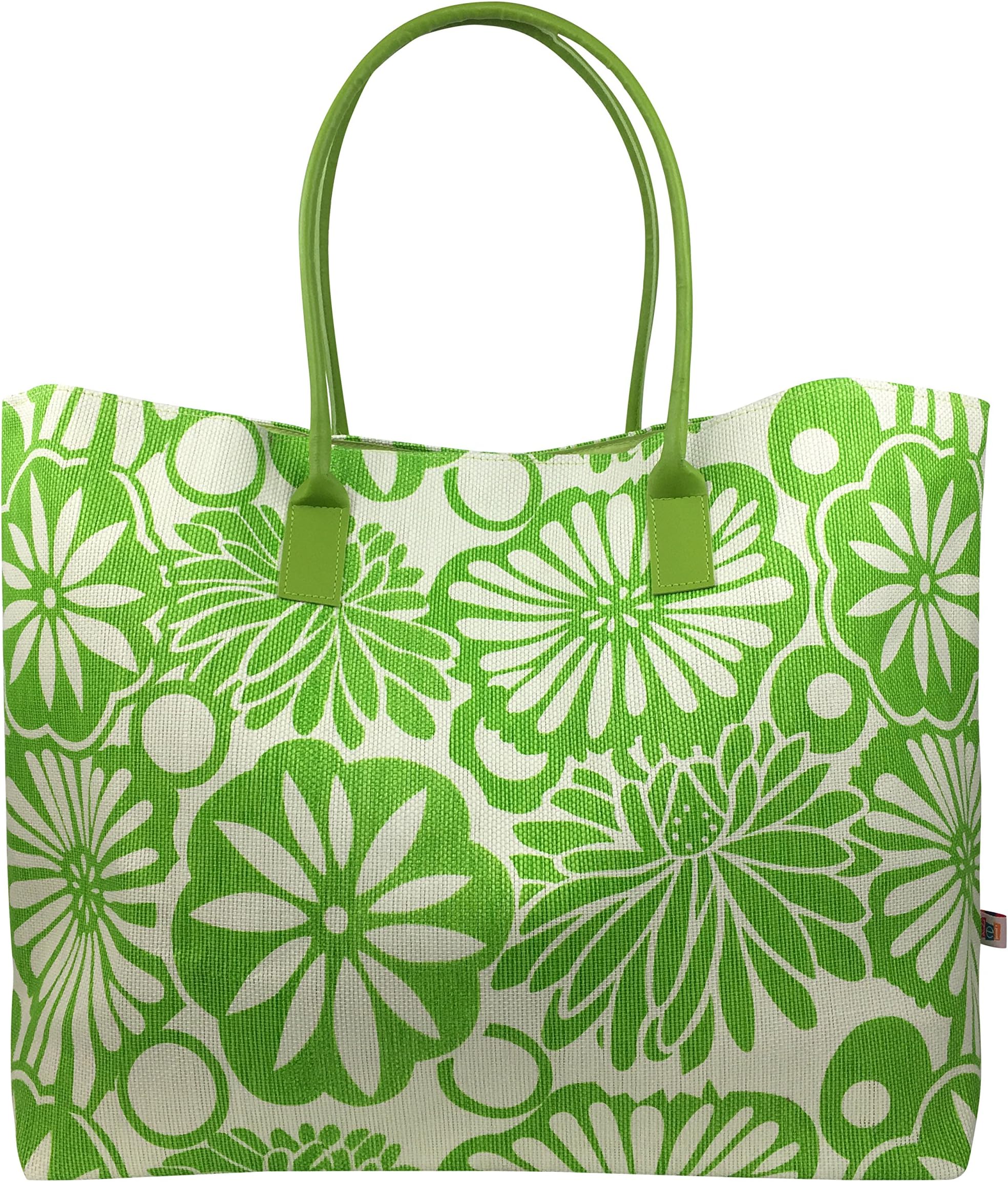 Tropical Fantasy Lime Green Woven Floral Tote Bag