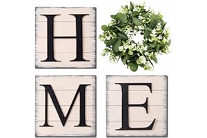 HRENCY Farmhouse Wall Decor Room Decor Wood Home Sign with Artificial Eucalyptus for O, Rustic Hanging Wooden Sign with Letters Decorative Home Decor Clearance Living Room Decor