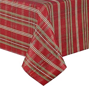 Elrene Schimmernde, kariert Tischdecke aus Stoff für den Urlaub, Textil, rot, 52" x 52" (Square)